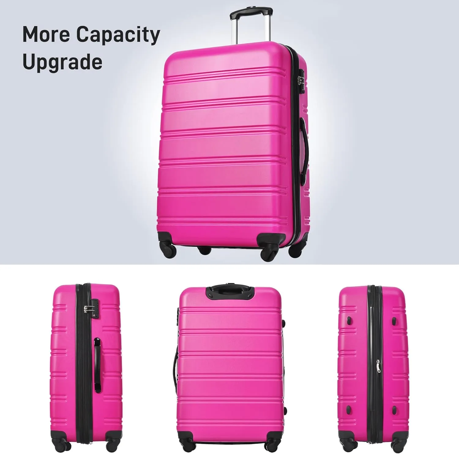 Merax Luggage Sets 13 Piece Suitcase Set 16/20/24/28 IN,Carry on Luggage and Travel Bag TSA Lock Expandable,Hard Case Luggage with Spinner Wheels,Pink