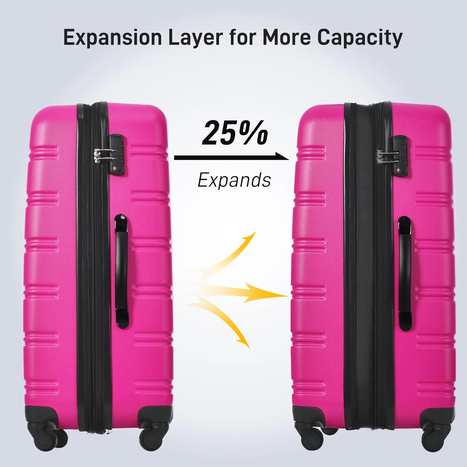 Merax Luggage Sets 13 Piece Suitcase Set 16/20/24/28 IN,Carry on Luggage and Travel Bag TSA Lock Expandable,Hard Case Luggage with Spinner Wheels,Pink