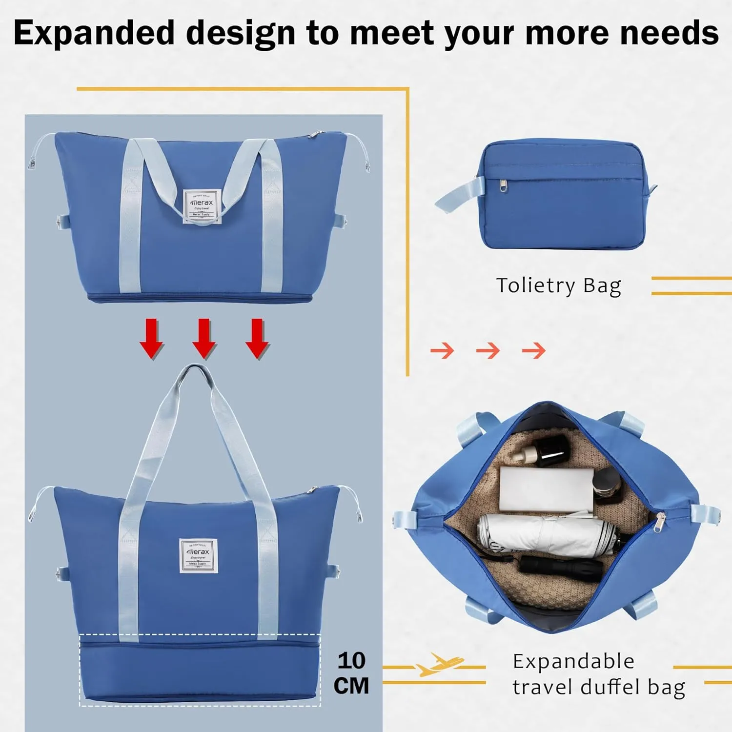 Merax Luggage Sets 4 Piece Suitcase Set, Expandable Hardside 20 IN & 24 IN Suitcase Set with Duffel Bag, Lightweight Travel Luggage with Spinner Wheels and TSA Lock(Dark Blue)