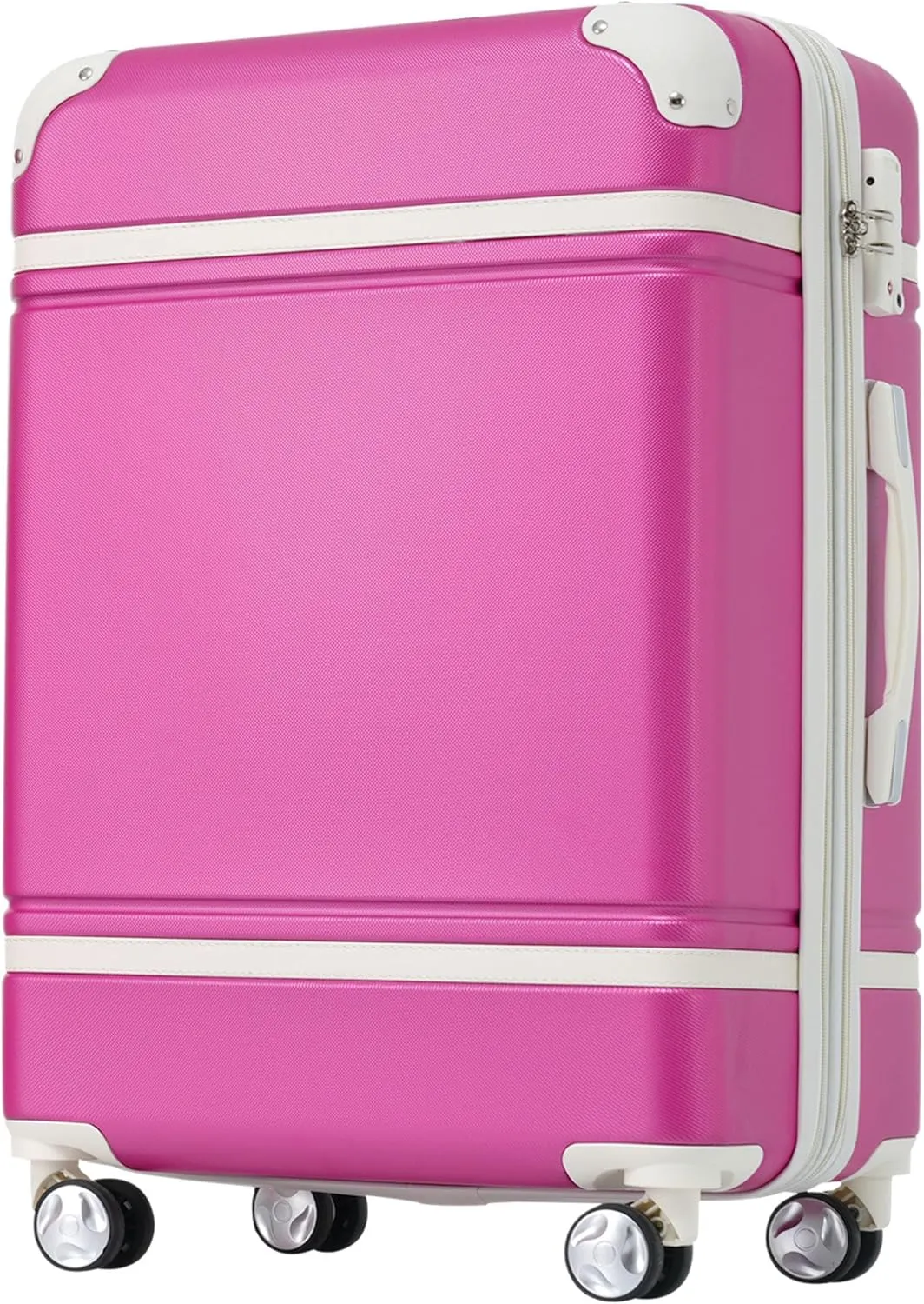 Merax Luggage Sets, Hardshell Luggage Sets 3 Pieces 20" 24" Luggages and Cosmetic Case Spinner Suitcase with TSA Lock Lightweight, Pink