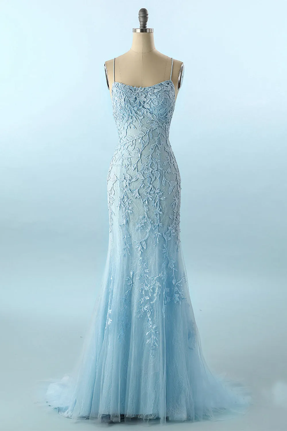 Mermaid Prom Dress Blue Long Evening Dress Backless Evening Dress