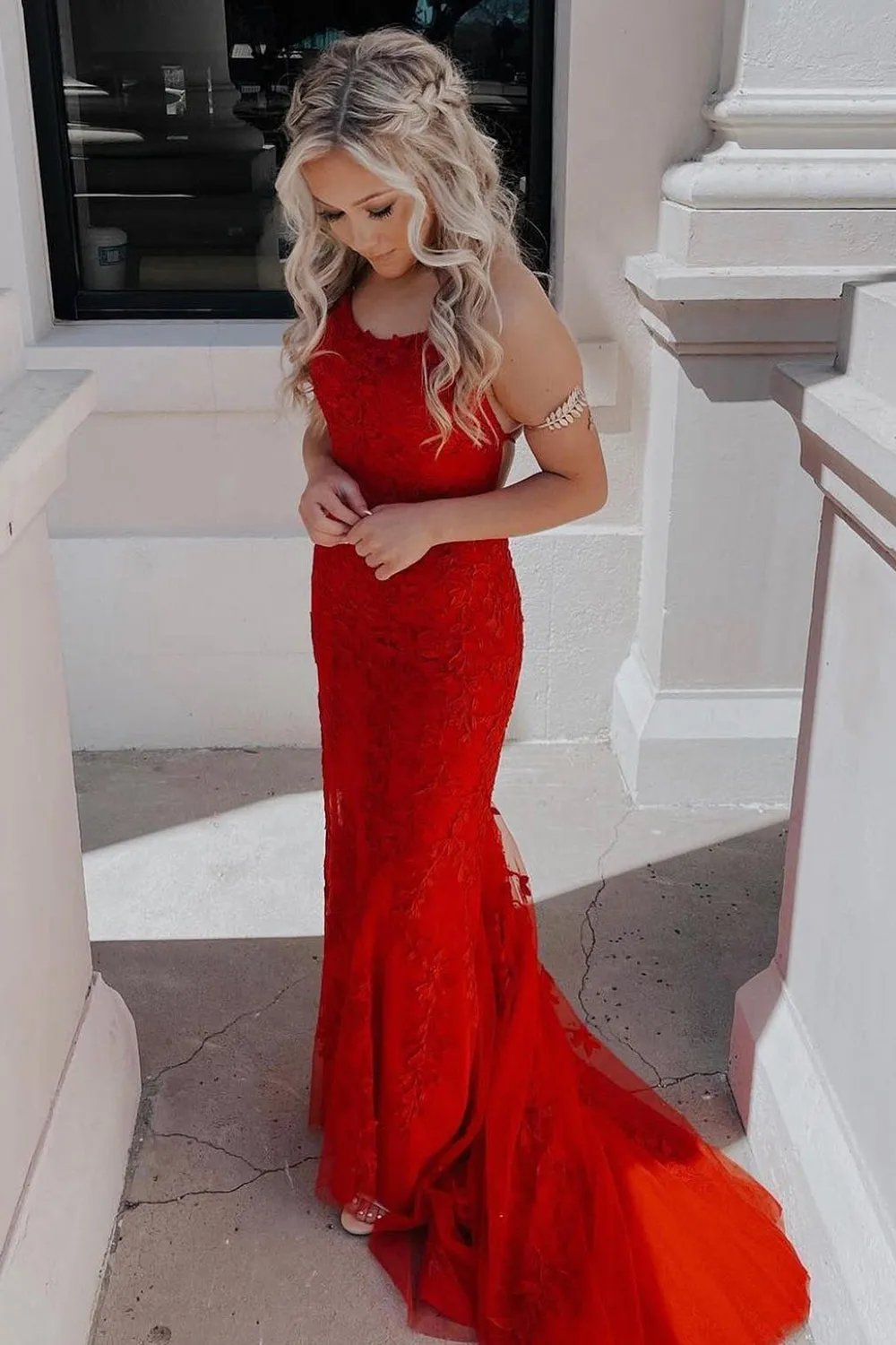 Mermaid Prom Dress Blue Long Evening Dress Backless Evening Dress