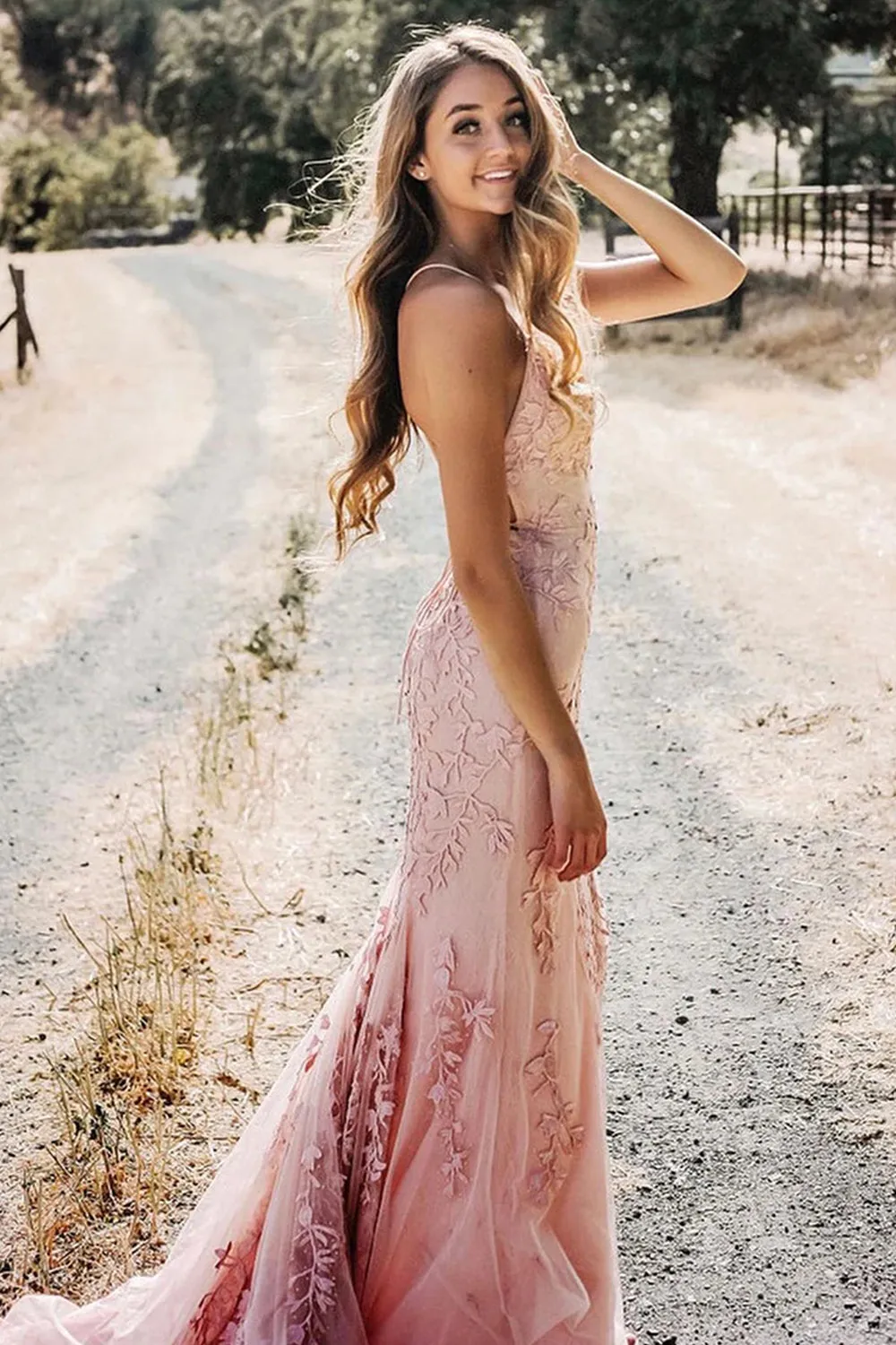 Mermaid Prom Dress Blue Long Evening Dress Backless Evening Dress