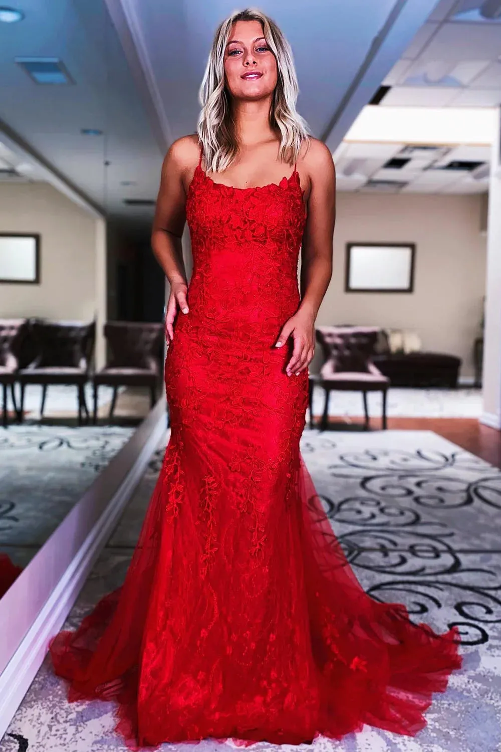 Mermaid Prom Dress Blue Long Evening Dress Backless Evening Dress