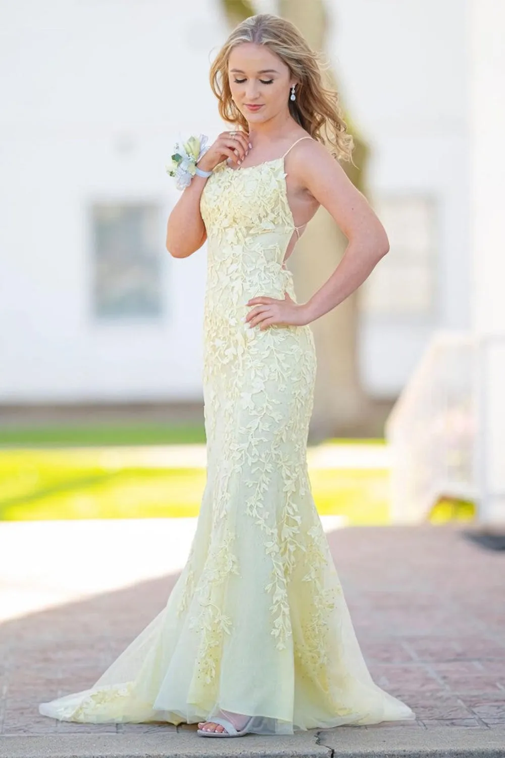 Mermaid Prom Dress Blue Long Evening Dress Backless Evening Dress
