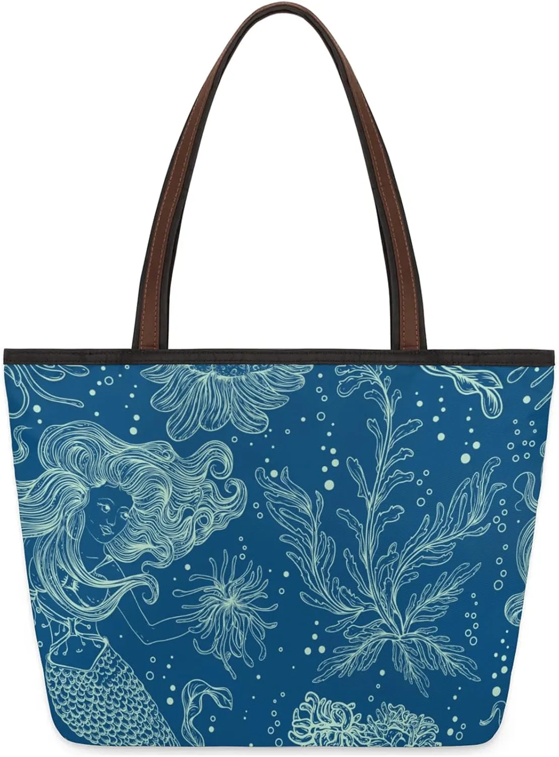 Mermaid Seaweed Tote Bag for Women Womens Handbags Tote Bag for Work Shopping Travel Beach