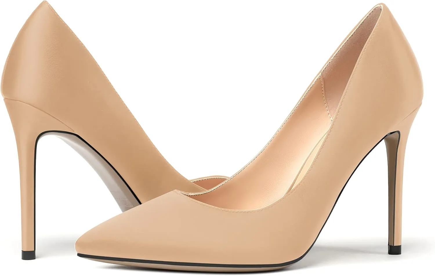 MERRORI Womens Pionted Toe Satin Solid Dress Elegant Evening Slip On Stiletto High Heel Pumps Shoes 4 Inch