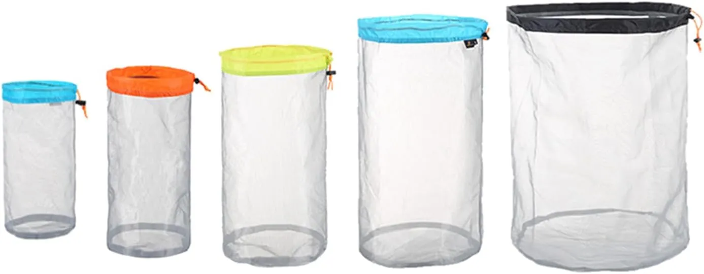 Mesh Stuff Sacks Set Mesh Drawstring Storage Bag Bag for Camping Travel Hiking Outdoor Sports Backpacking Bag