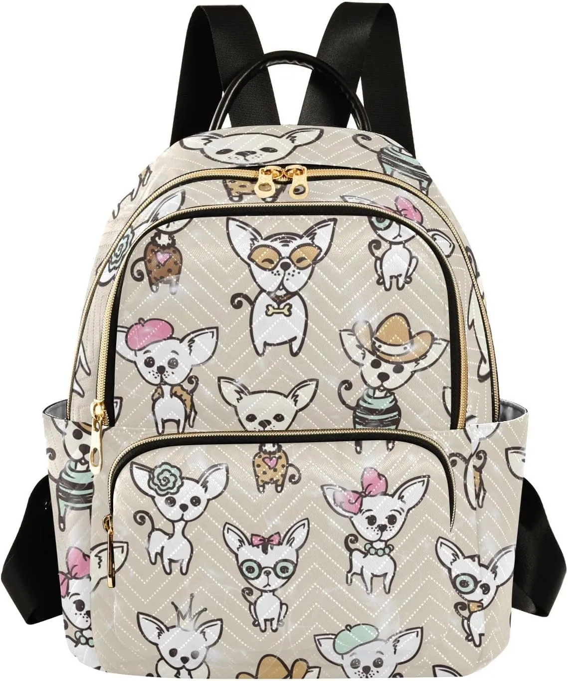 Mini Backpack Purse for Girls Cute Chihuahua Dog Casual Travel Daypacks Shoulder Bag for Ladies Women