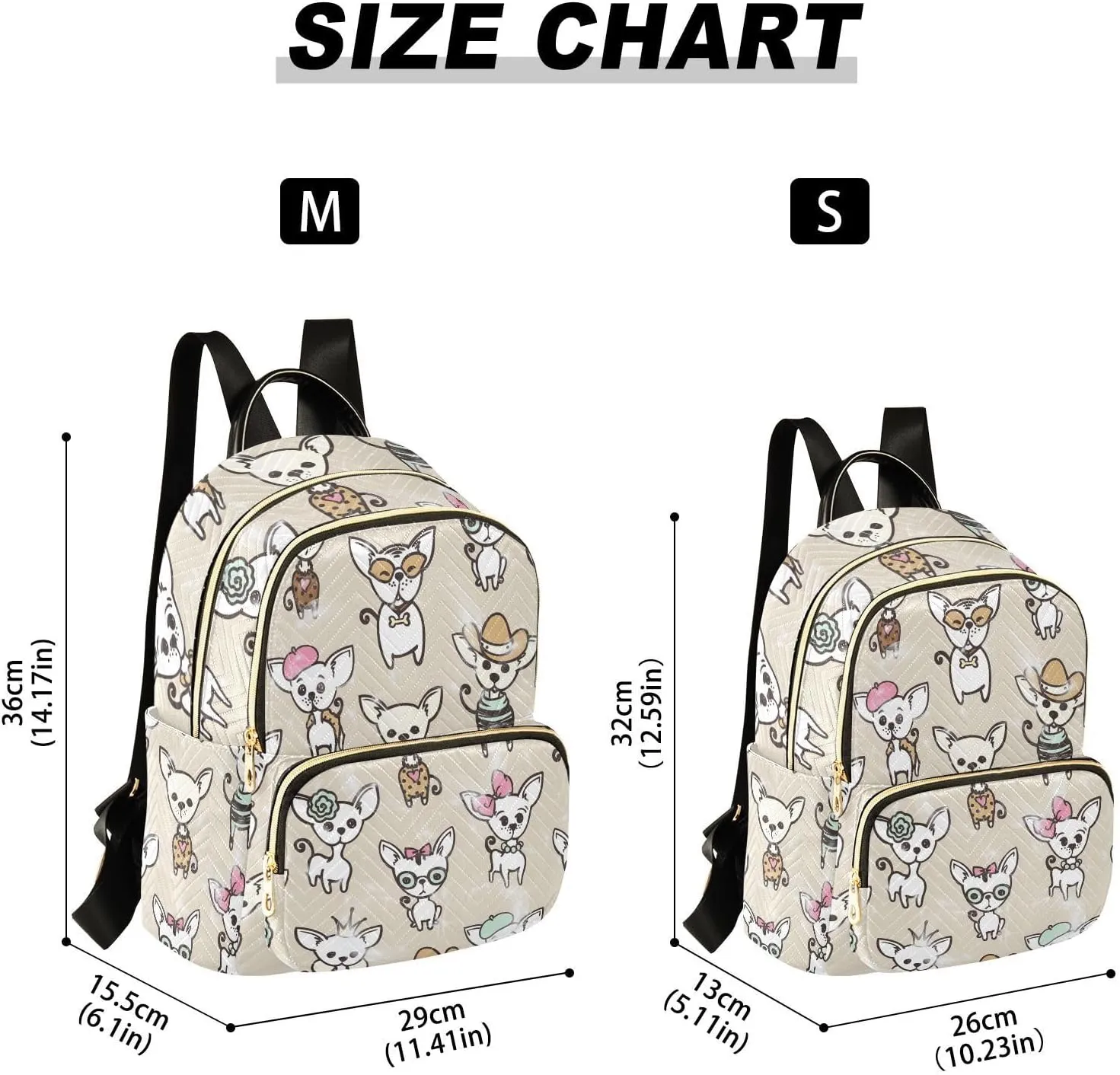 Mini Backpack Purse for Girls Cute Chihuahua Dog Casual Travel Daypacks Shoulder Bag for Ladies Women