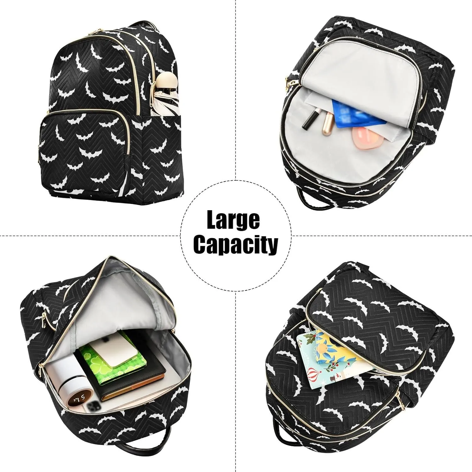 Mini Backpack Purse for Girls Halloween Bat Casual Travel Daypacks Shoulder Bag for Ladies Women