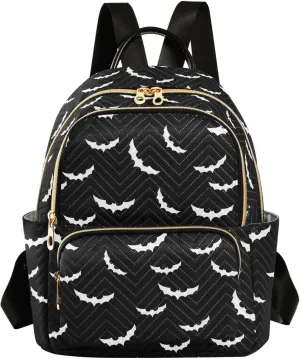 Mini Backpack Purse for Girls Halloween Bat Casual Travel Daypacks Shoulder Bag for Ladies Women