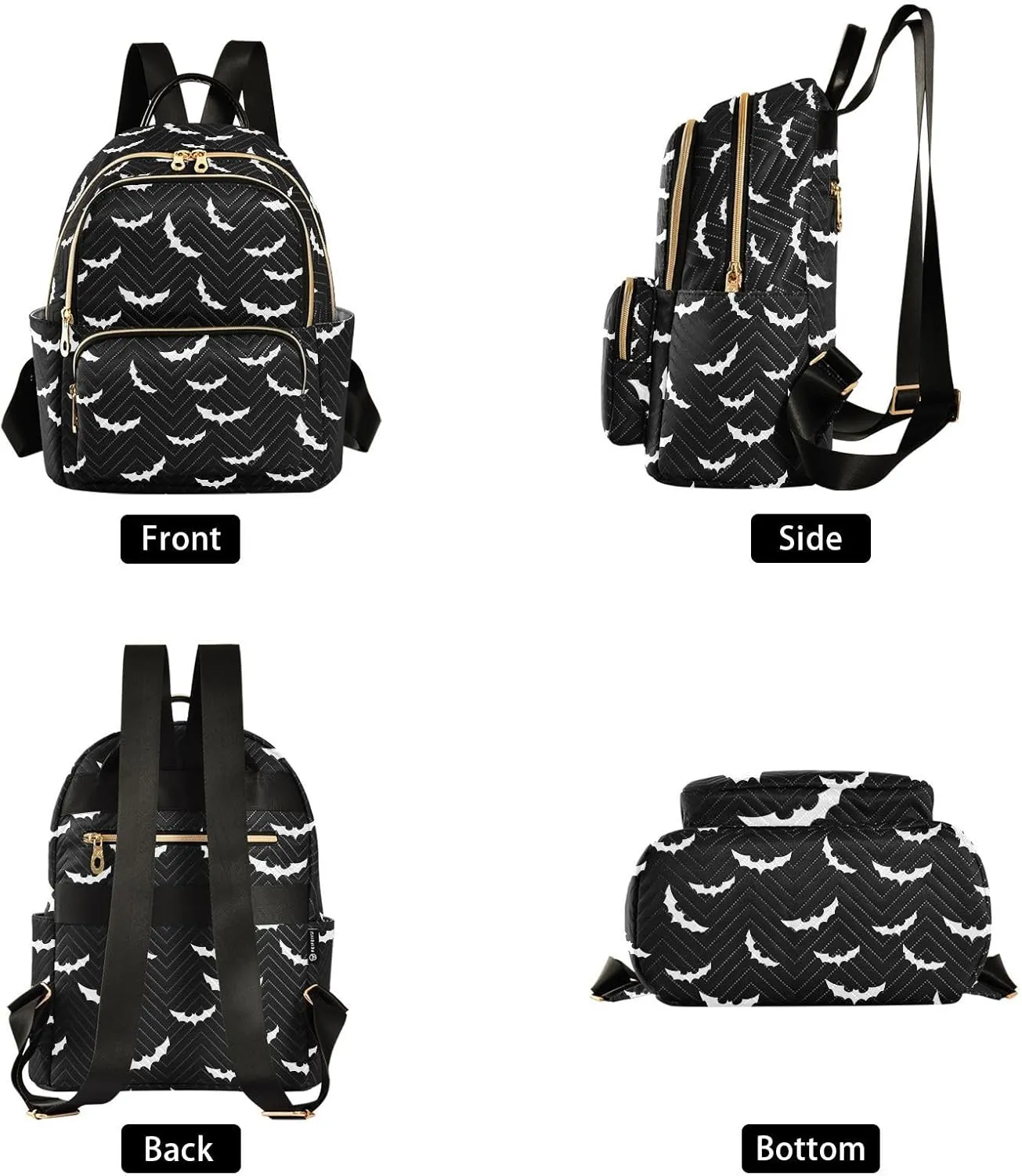 Mini Backpack Purse for Girls Halloween Bat Casual Travel Daypacks Shoulder Bag for Ladies Women