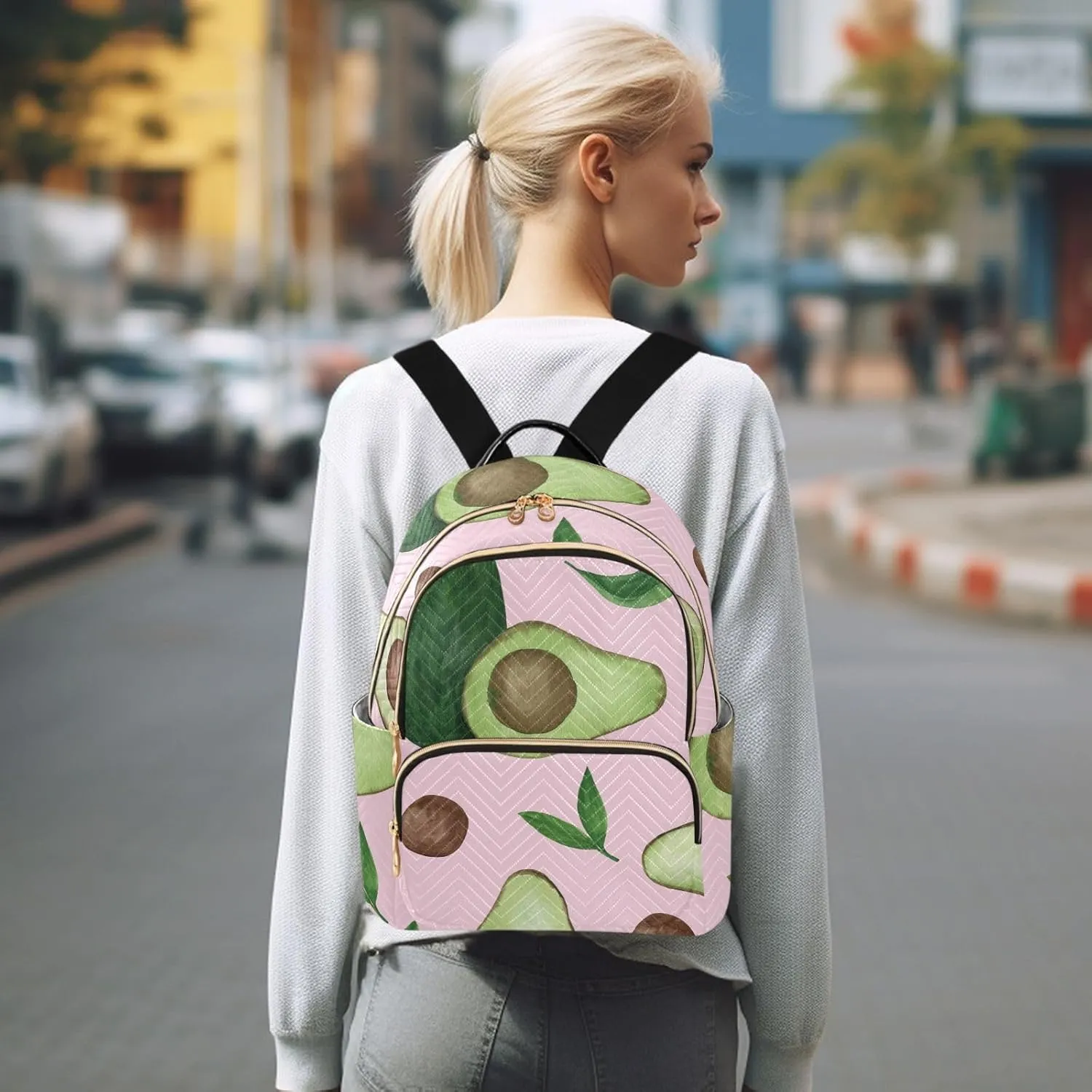 Mini Backpack Quilted Purse for Womens Small Backpack Daypack Avocado Print for Travel Daily Outing,Multi10