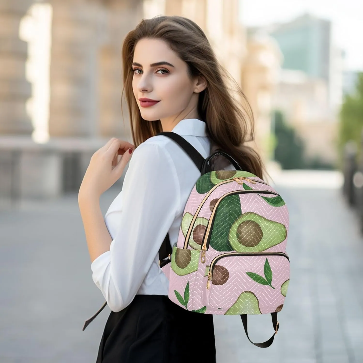Mini Backpack Quilted Purse for Womens Small Backpack Daypack Avocado Print for Travel Daily Outing,Multi10