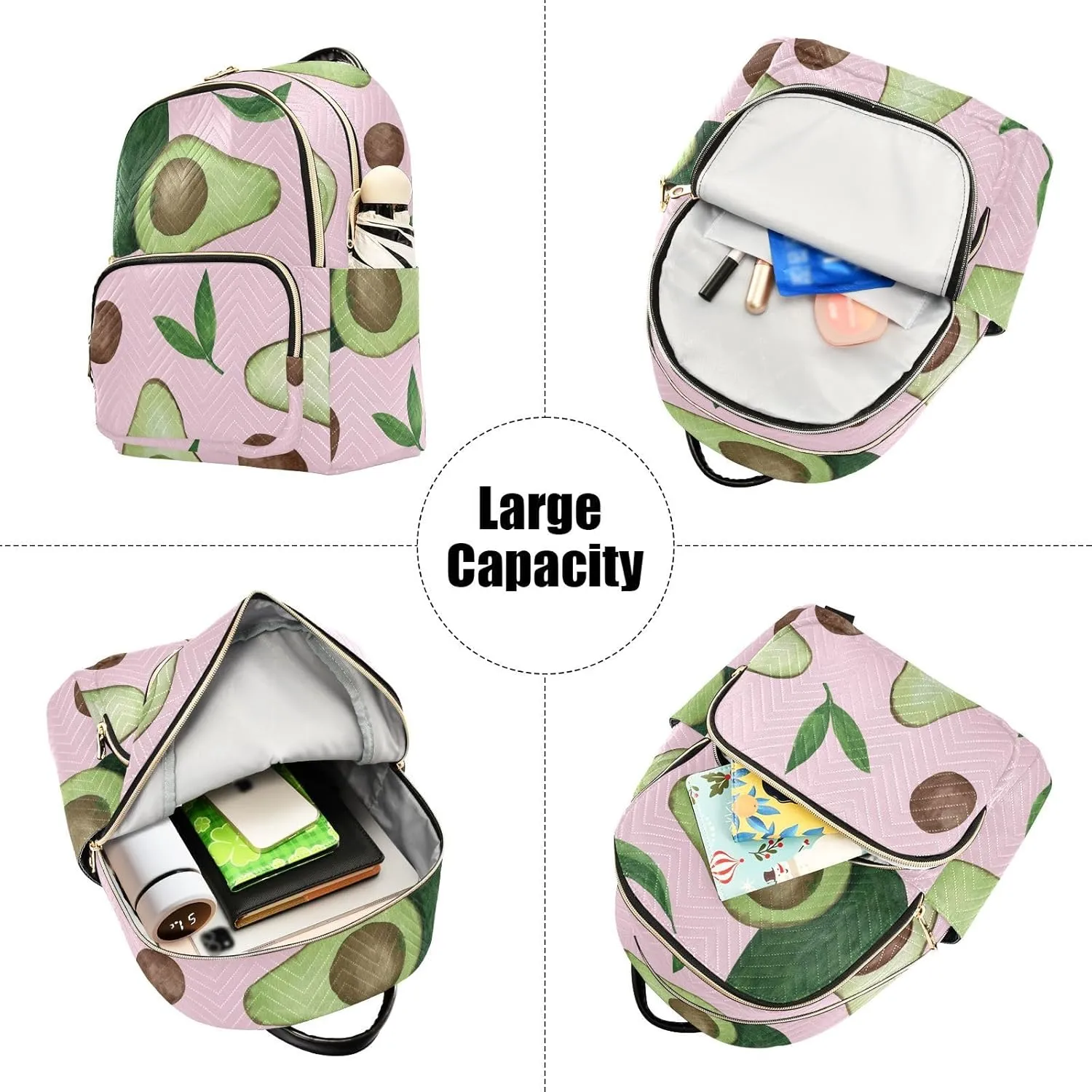 Mini Backpack Quilted Purse for Womens Small Backpack Daypack Avocado Print for Travel Daily Outing,Multi10