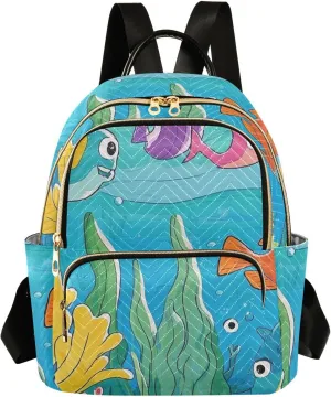 Mini Backpack Quilted Purse for Womens Small Backpack Daypack Coral Design for Travel Daily Work,Multi11