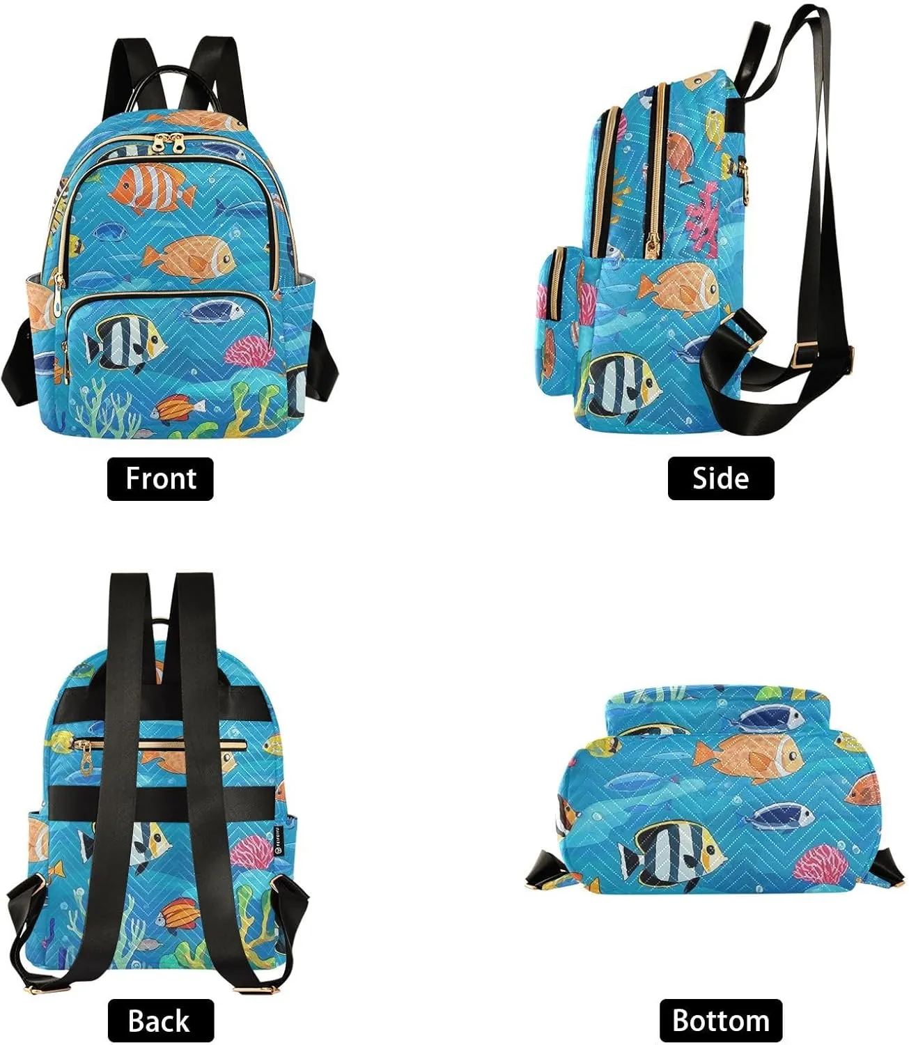 Mini Backpack Quilted Purse for Womens Small Backpack Daypack Coral Design for Travel Daily Work,Multi2