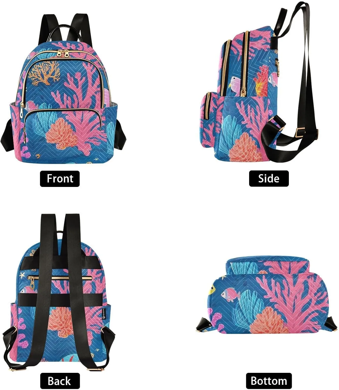 Mini Backpack Quilted Purse for Womens Small Backpack Daypack Coral Pattern for Travel Daily Outing,Multi10