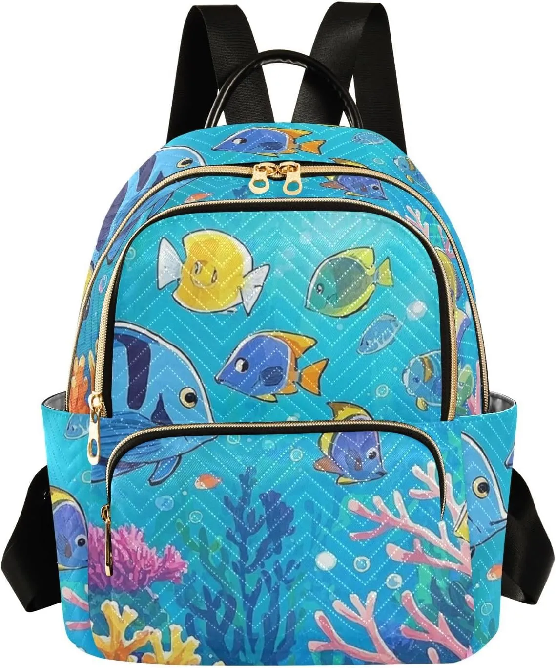 Mini Backpack Quilted Purse for Womens Small Backpack Daypack Coral Pattern for Travel Daily Outing,Multi11