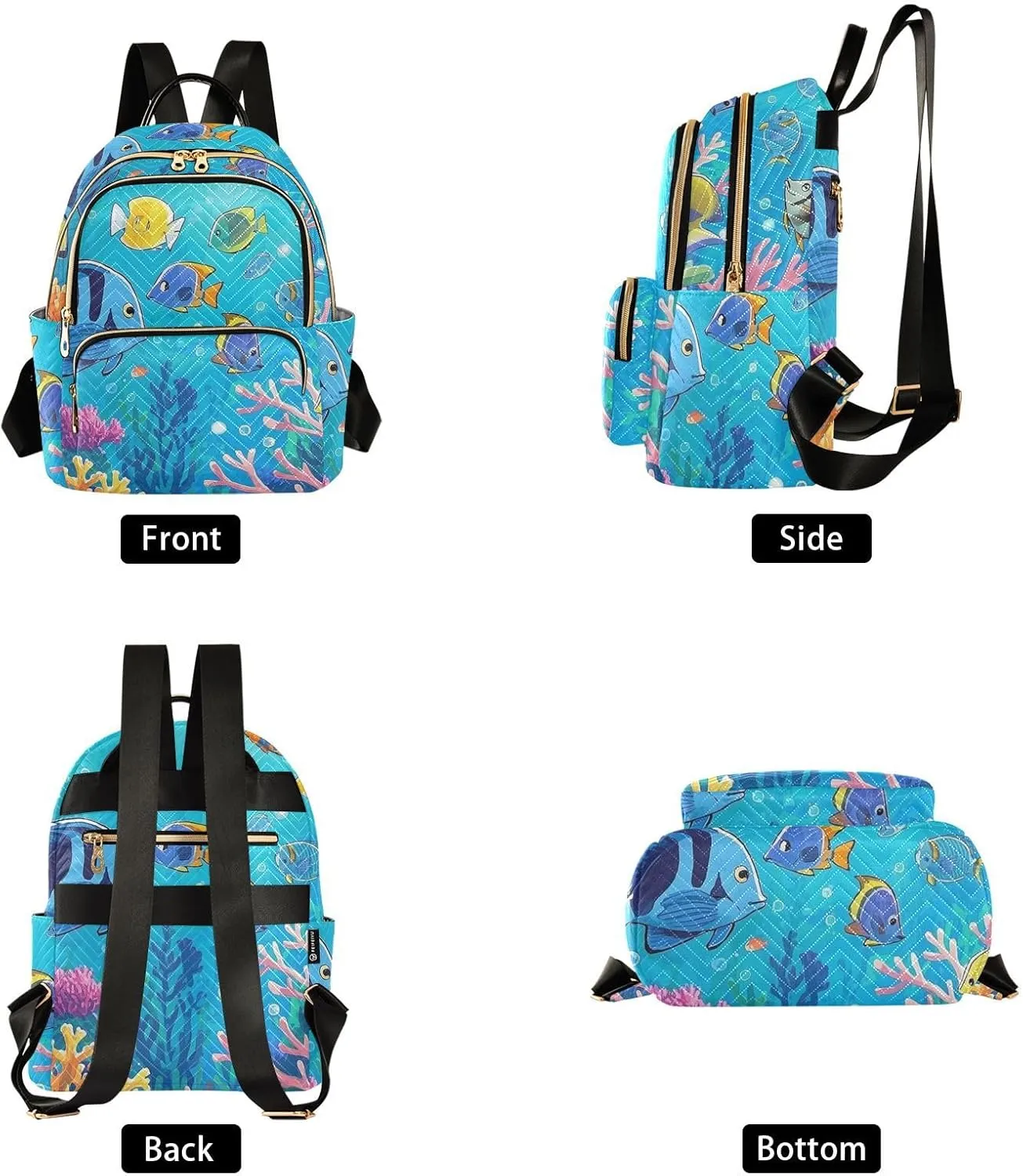 Mini Backpack Quilted Purse for Womens Small Backpack Daypack Coral Pattern for Travel Daily Outing,Multi11