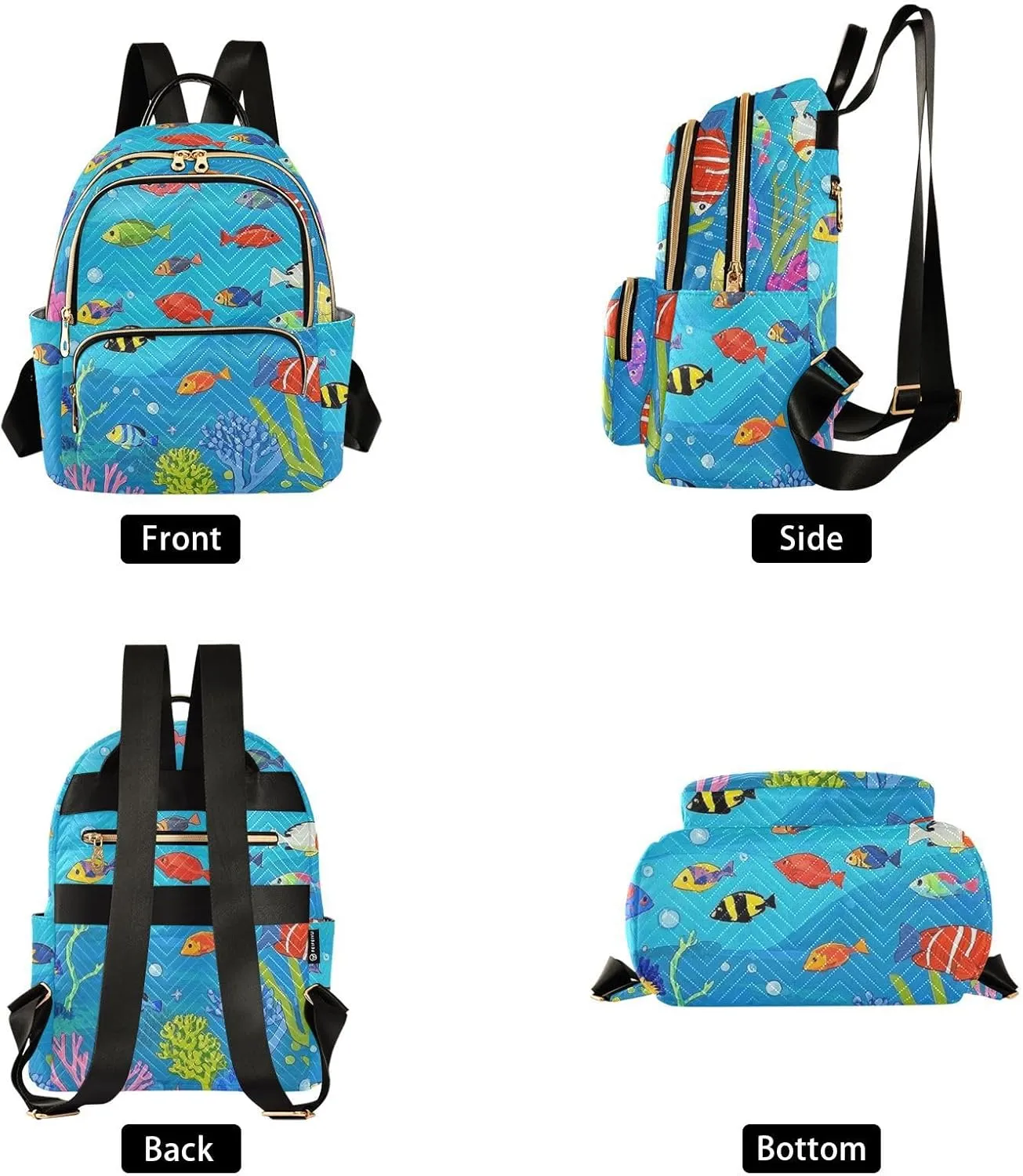 Mini Backpack Quilted Purse for Womens Small Backpack Daypack Coral Pattern for Travel Daily Outing,Multi1
