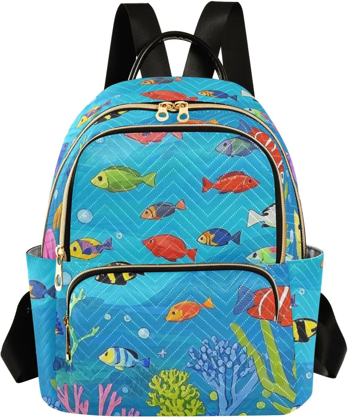 Mini Backpack Quilted Purse for Womens Small Backpack Daypack Coral Pattern for Travel Daily Outing,Multi1