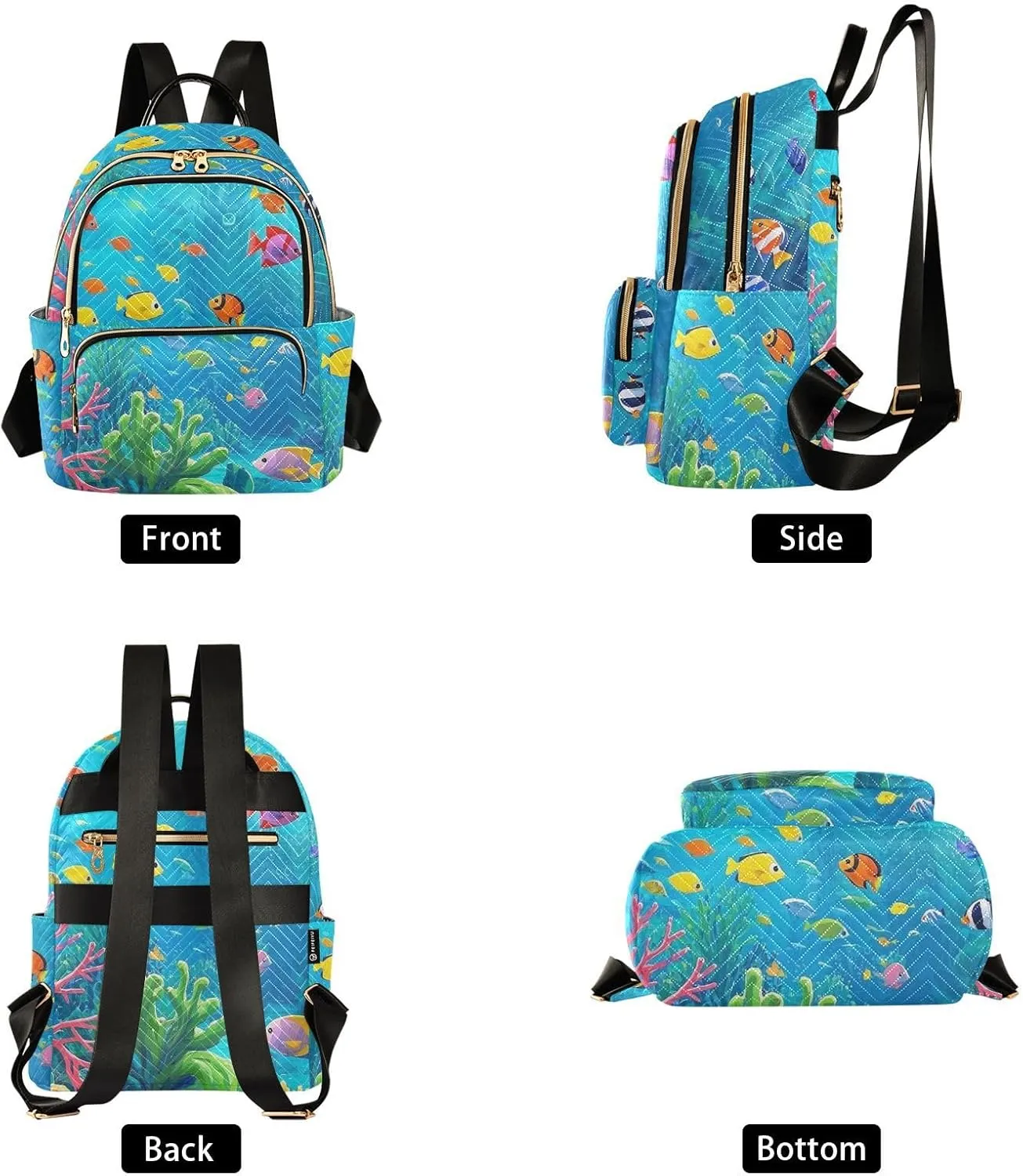 Mini Backpack Quilted Purse for Womens Small Backpack Daypack Coral Pattern for Travel Daily Outing,Multi2