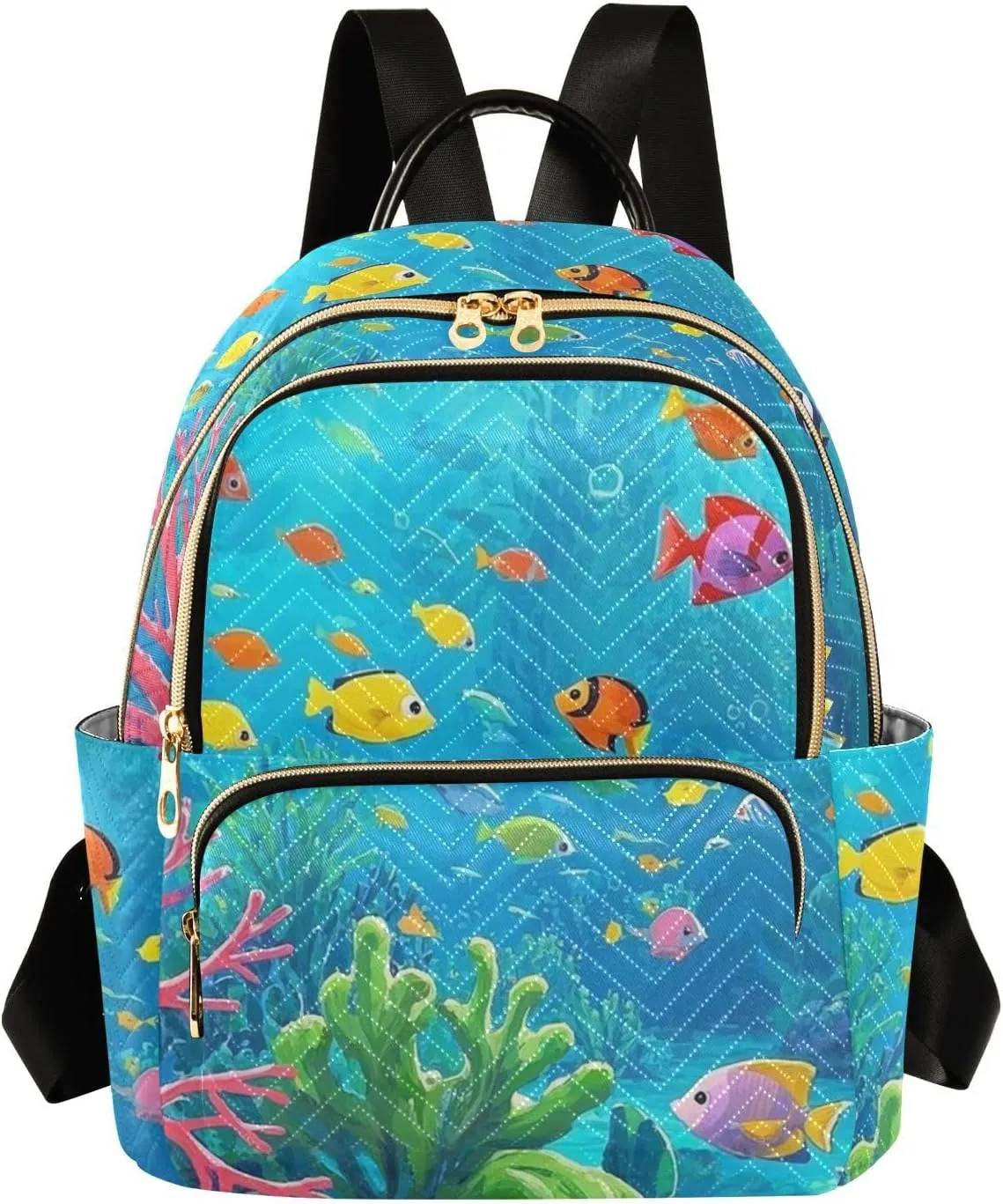 Mini Backpack Quilted Purse for Womens Small Backpack Daypack Coral Pattern for Travel Daily Outing,Multi2