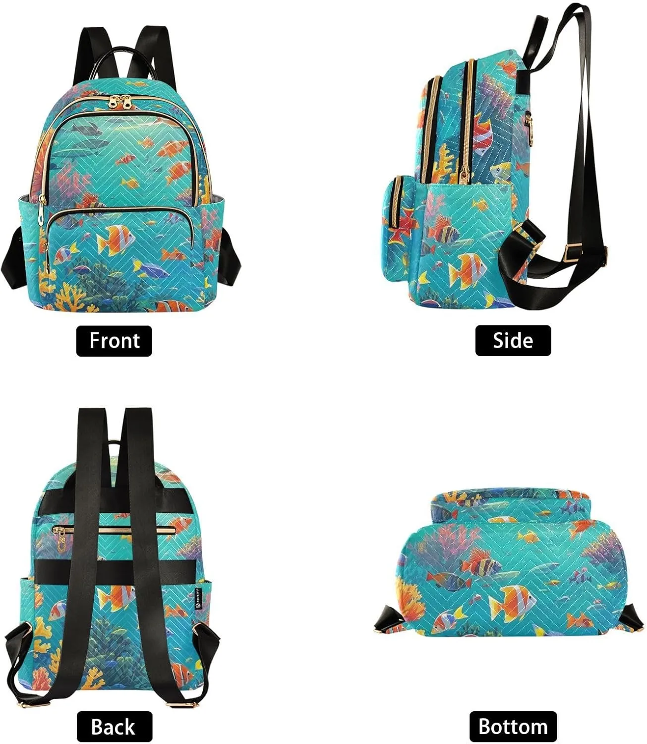 Mini Backpack Quilted Purse for Womens Small Backpack Daypack Coral Print for Travel Daily Work,Multi2