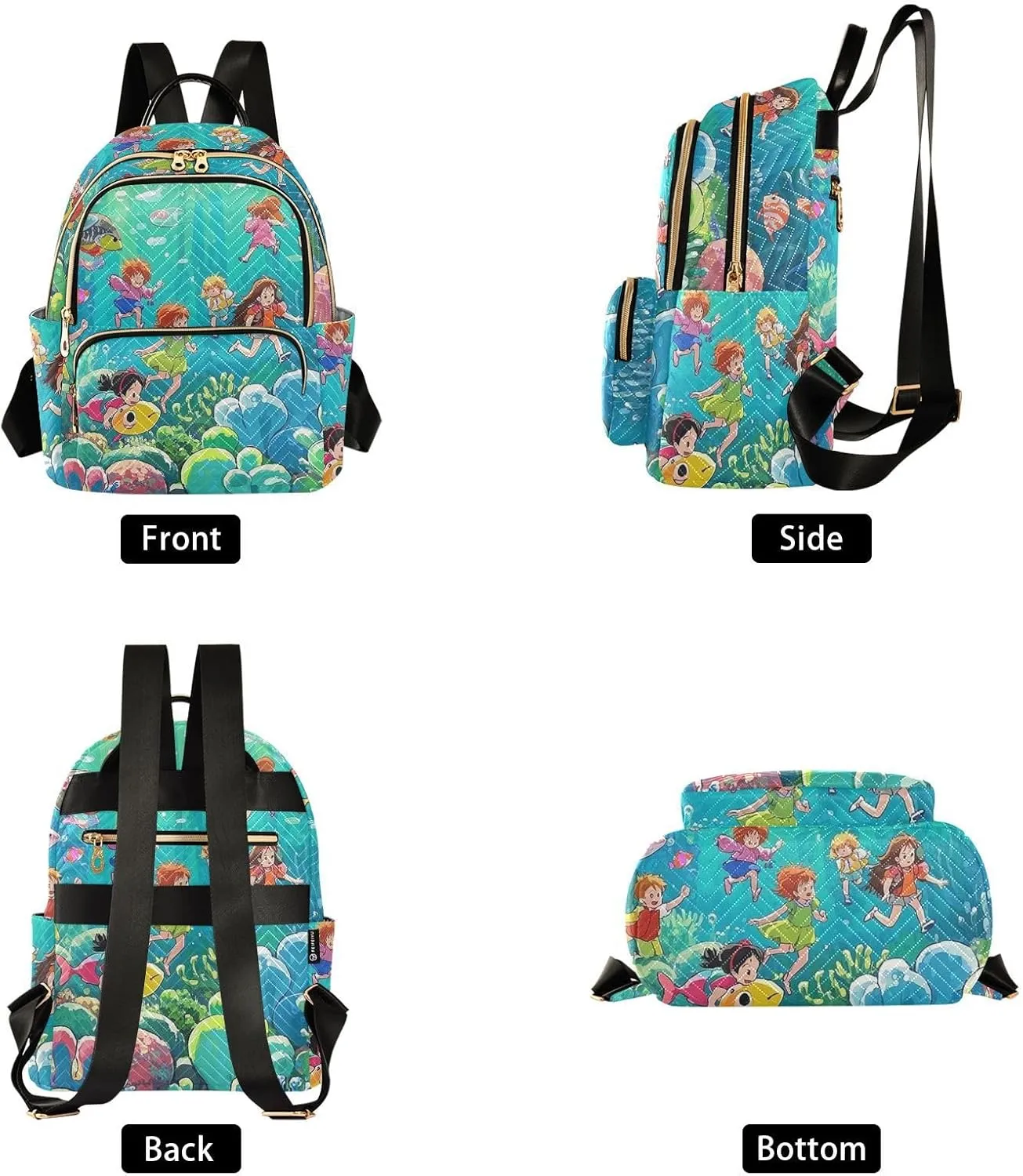 Mini Backpack Quilted Purse for Womens Small Backpack Daypack Coral Print for Travel Daily Work,Multi3