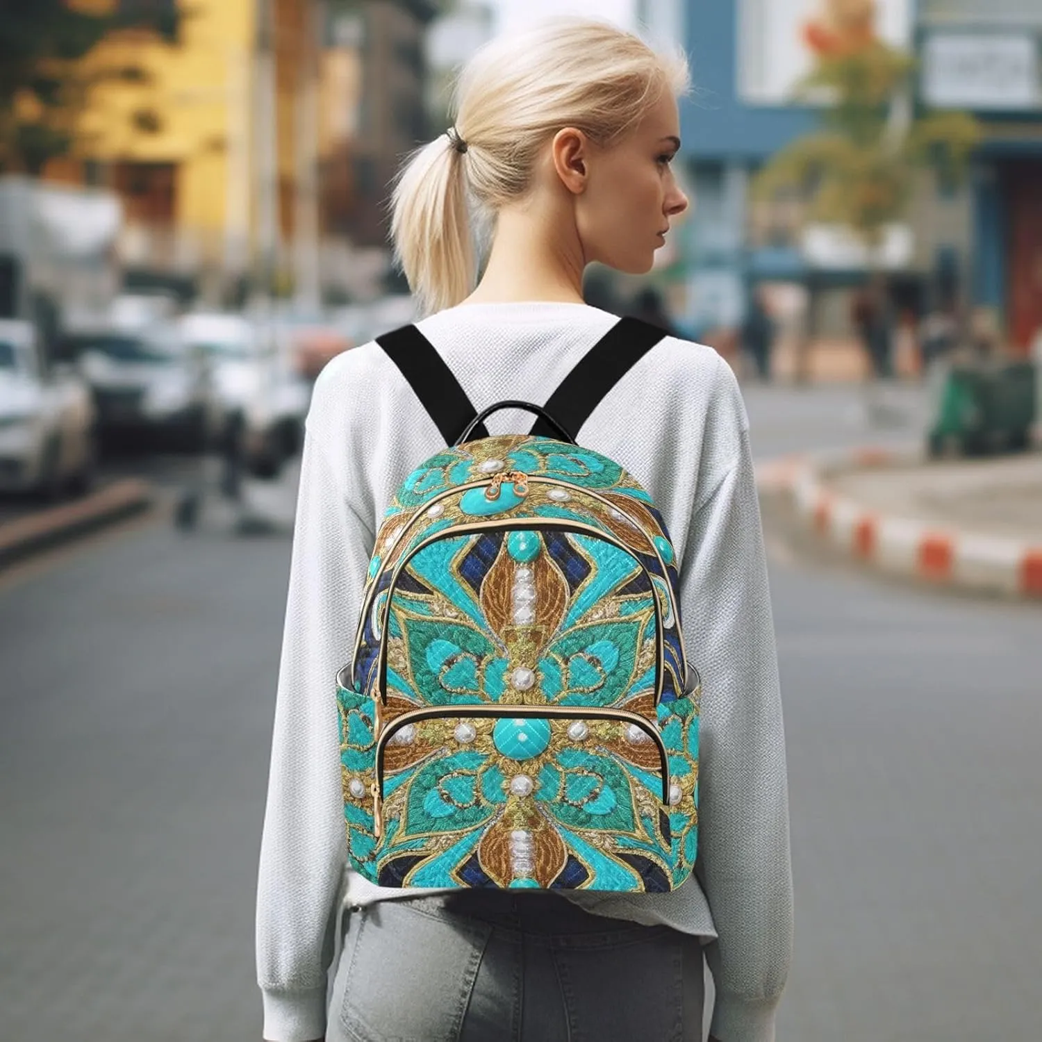 Mini Backpack Quilted Purse for Womens Small Backpack Daypack Embroider Design for Travel Daily Work,Multi10