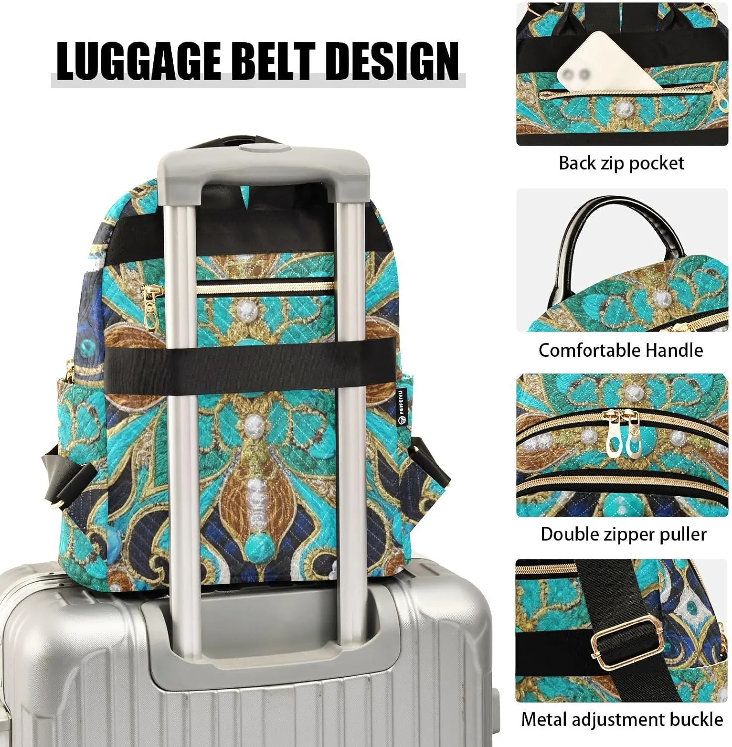 Mini Backpack Quilted Purse for Womens Small Backpack Daypack Embroider Design for Travel Daily Work,Multi10