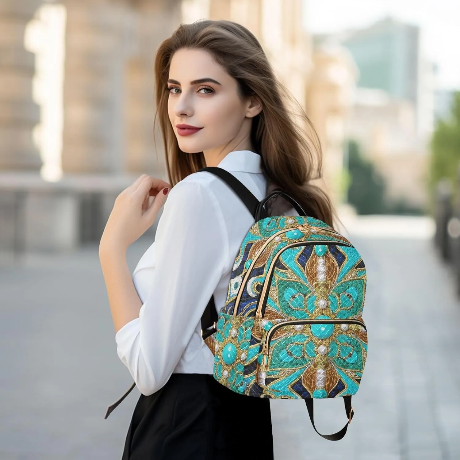 Mini Backpack Quilted Purse for Womens Small Backpack Daypack Embroider Design for Travel Daily Work,Multi10