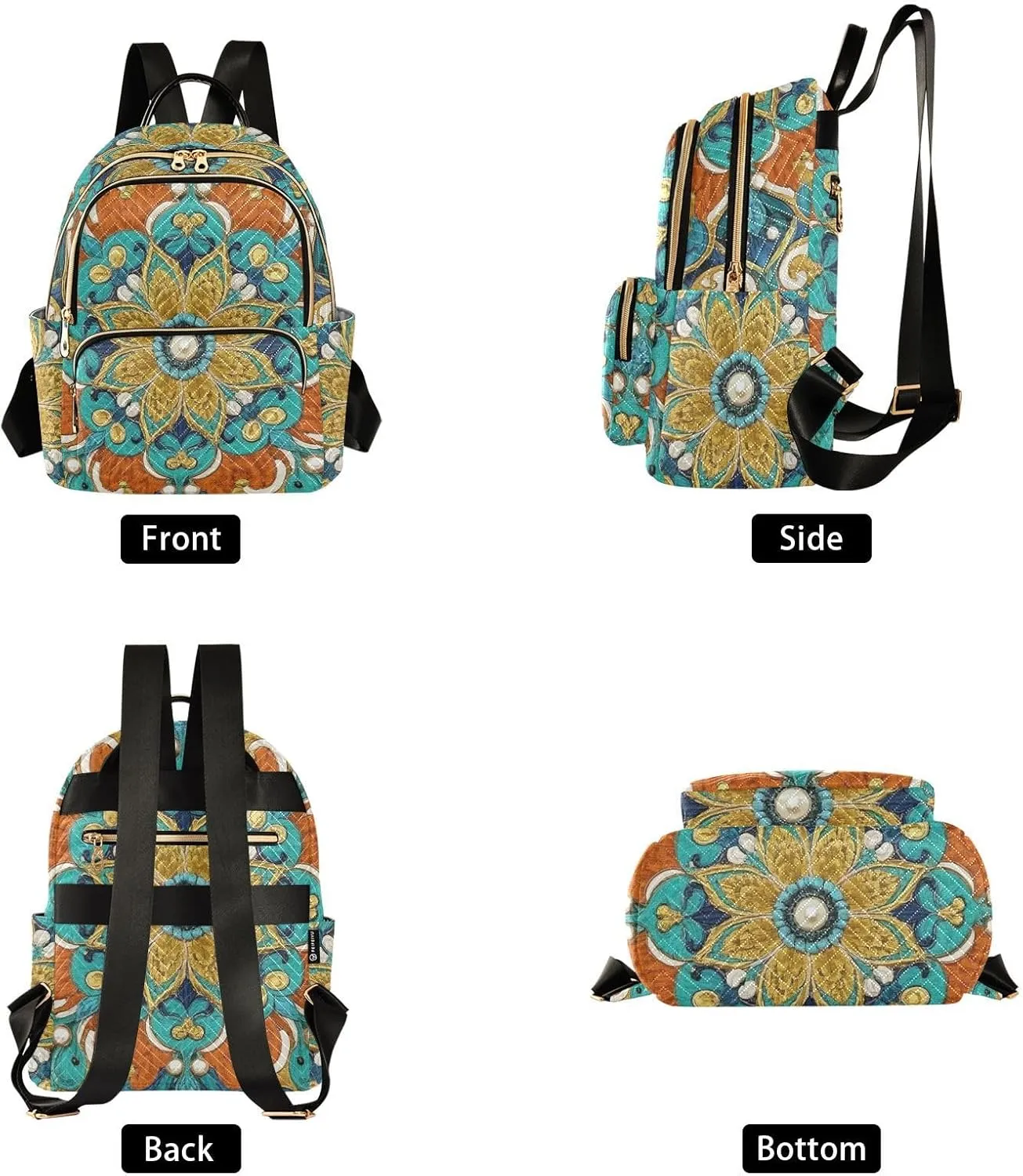 Mini Backpack Quilted Purse for Womens Small Backpack Daypack Embroider Design for Travel Daily Work,Multi3