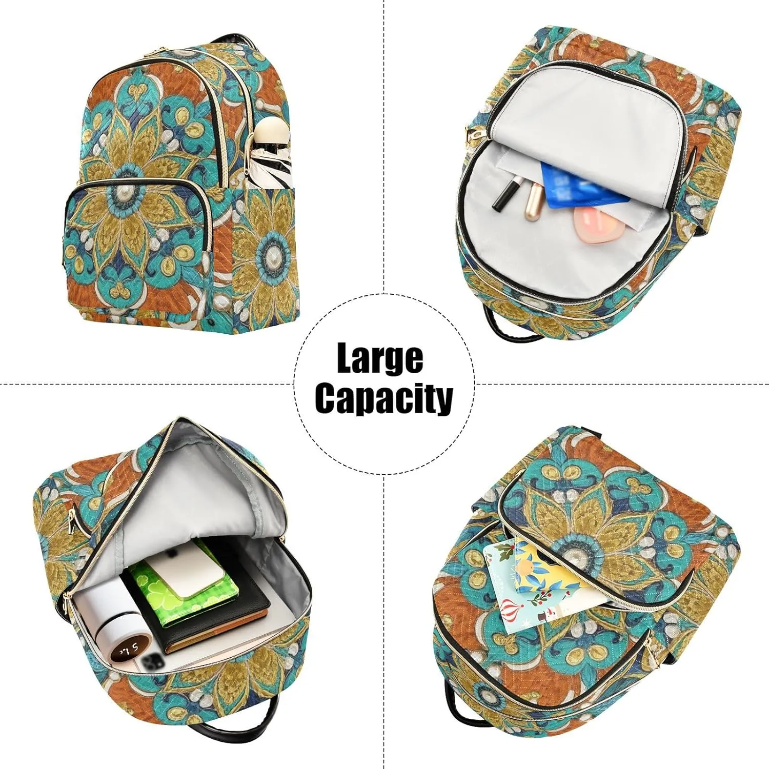 Mini Backpack Quilted Purse for Womens Small Backpack Daypack Embroider Design for Travel Daily Work,Multi3