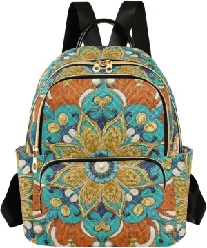 Mini Backpack Quilted Purse for Womens Small Backpack Daypack Embroider Design for Travel Daily Work,Multi3