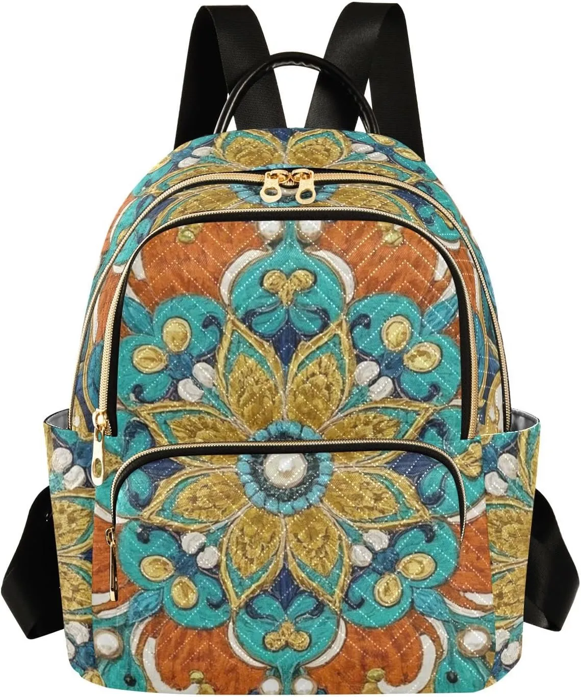 Mini Backpack Quilted Purse for Womens Small Backpack Daypack Embroider Design for Travel Daily Work,Multi3