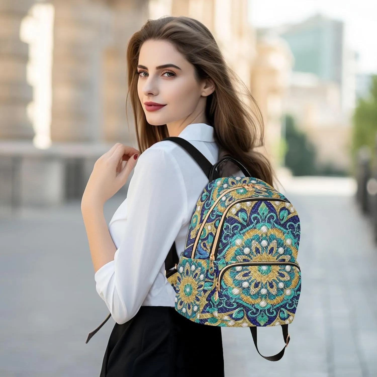 Mini Backpack Quilted Purse for Womens Small Backpack Daypack Embroider Print for Travel Daily Work,Multi11