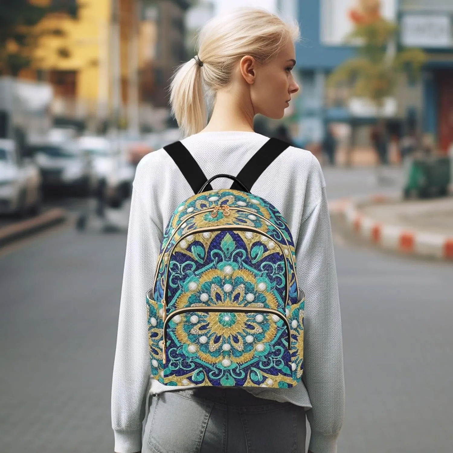 Mini Backpack Quilted Purse for Womens Small Backpack Daypack Embroider Print for Travel Daily Work,Multi11