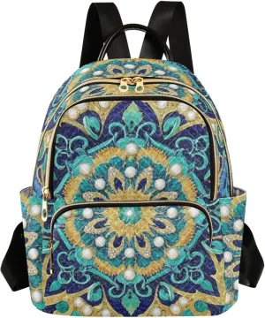 Mini Backpack Quilted Purse for Womens Small Backpack Daypack Embroider Print for Travel Daily Work,Multi11