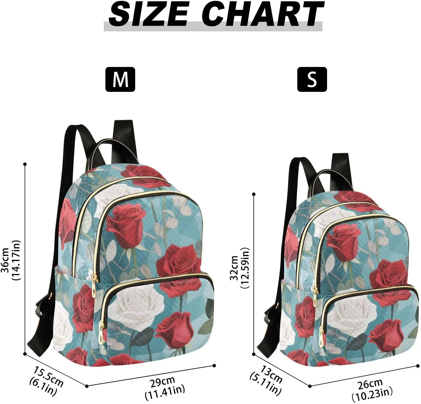 Mini Backpack Quilted Purse for Womens Small Backpack Daypack Rose Design for Travel Daily Work,Multi11