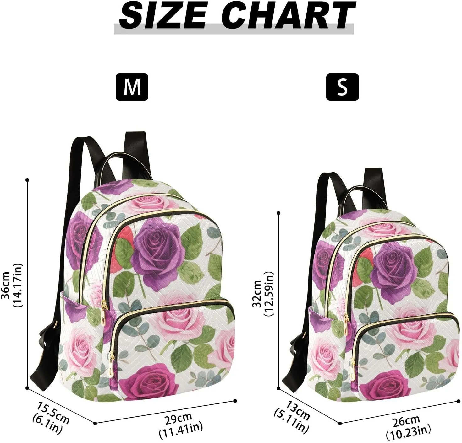 Mini Backpack Quilted Purse for Womens Small Backpack Daypack Rose Pattern for Travel Daily Camping,Multi4