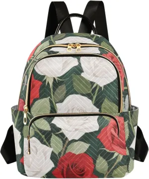 Mini Backpack Quilted Purse for Womens Small Backpack Daypack Rose Pattern for Travel Daily Office,Multi10