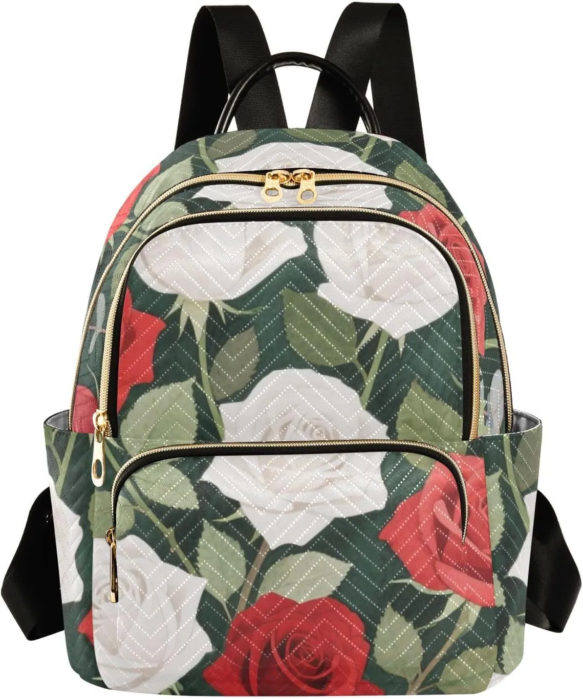 Mini Backpack Quilted Purse for Womens Small Backpack Daypack Rose Pattern for Travel Daily Office,Multi10