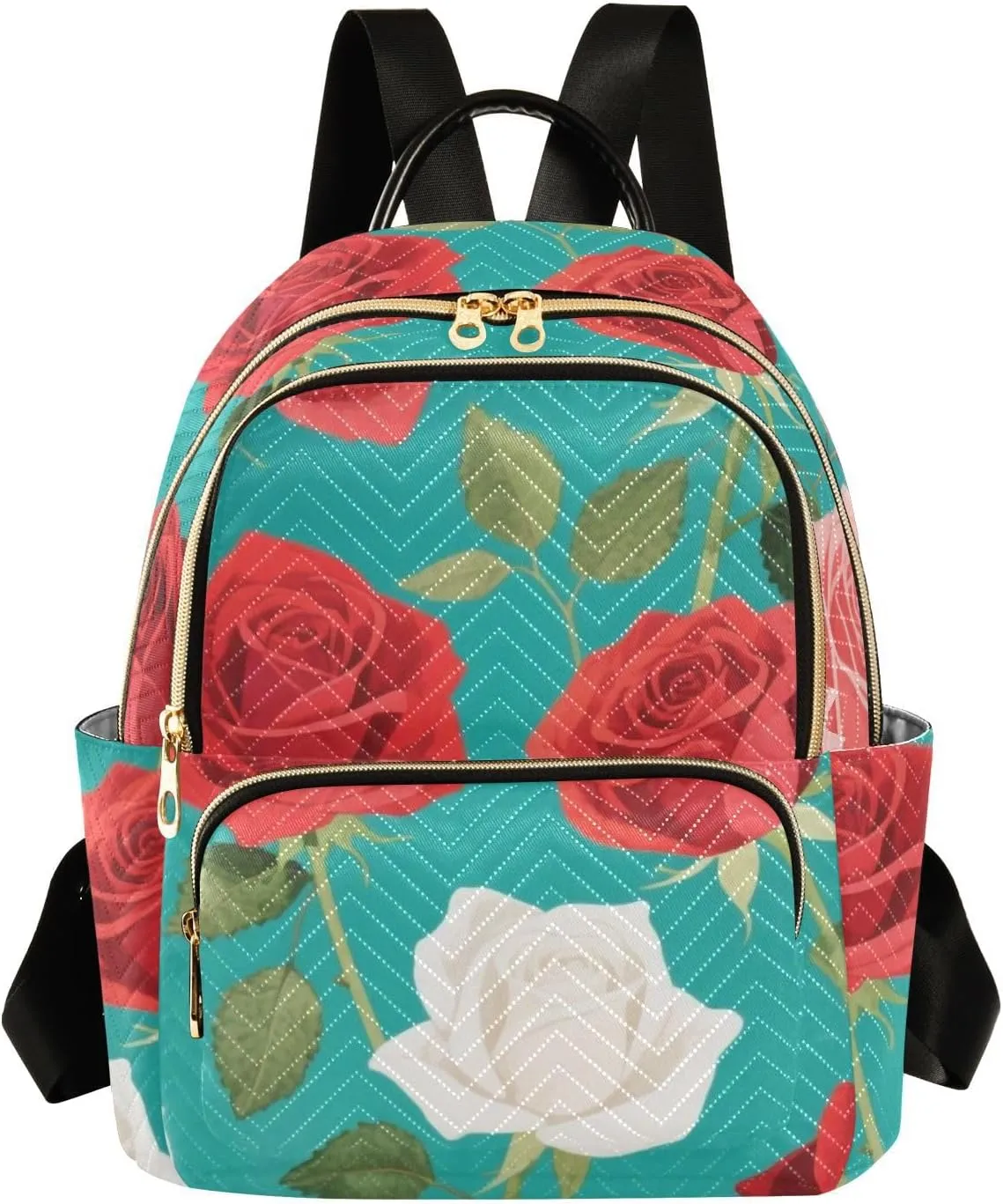 Mini Backpack Quilted Purse for Womens Small Backpack Daypack Rose Pattern for Travel Daily Office,Multi12