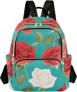 Mini Backpack Quilted Purse for Womens Small Backpack Daypack Rose Pattern for Travel Daily Office,Multi12