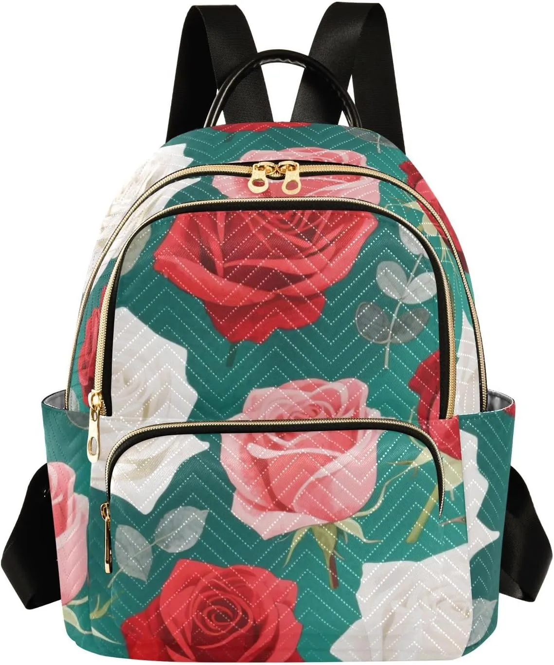 Mini Backpack Quilted Purse for Womens Small Backpack Daypack Rose Pattern for Travel Daily Office,Multi2