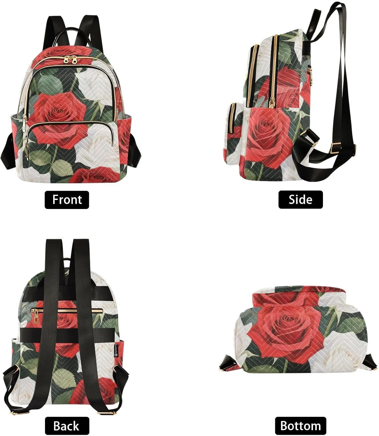 Mini Backpack Quilted Purse for Womens Small Backpack Daypack Rose Pattern for Travel Daily Office,Multi8