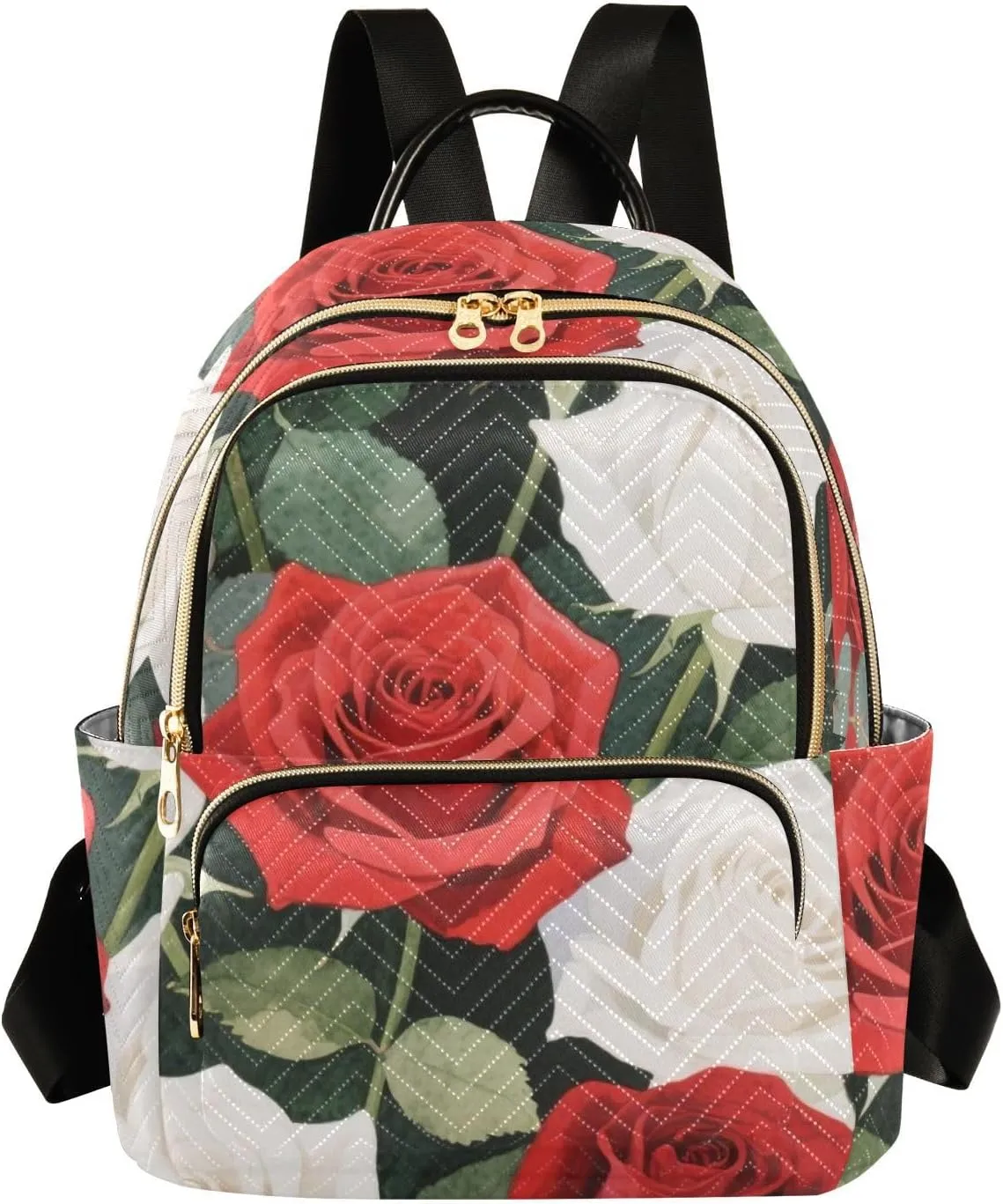 Mini Backpack Quilted Purse for Womens Small Backpack Daypack Rose Pattern for Travel Daily Office,Multi8